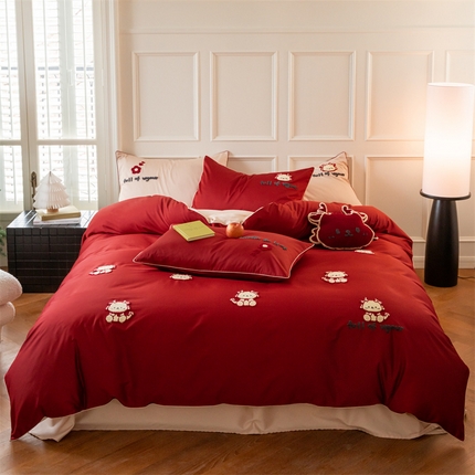 91家纺网 家纺一手货源 找家纺 FORTWO家纺原创设计 2024新款50双股毛巾绣四件套 好运