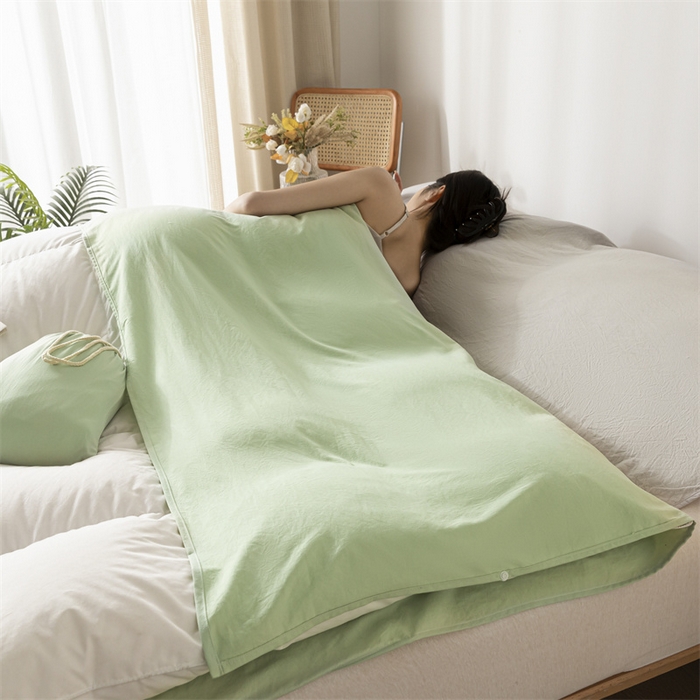 91家纺网 家纺一手货源 找家纺 古吉梦 2024新款水洗棉隔脏睡袋 灰绿+山灰