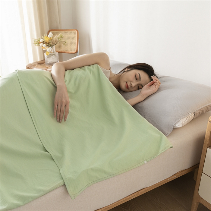 91家纺网 家纺一手货源 找家纺 古吉梦 2024新款水洗棉隔脏睡袋 灰绿+山灰