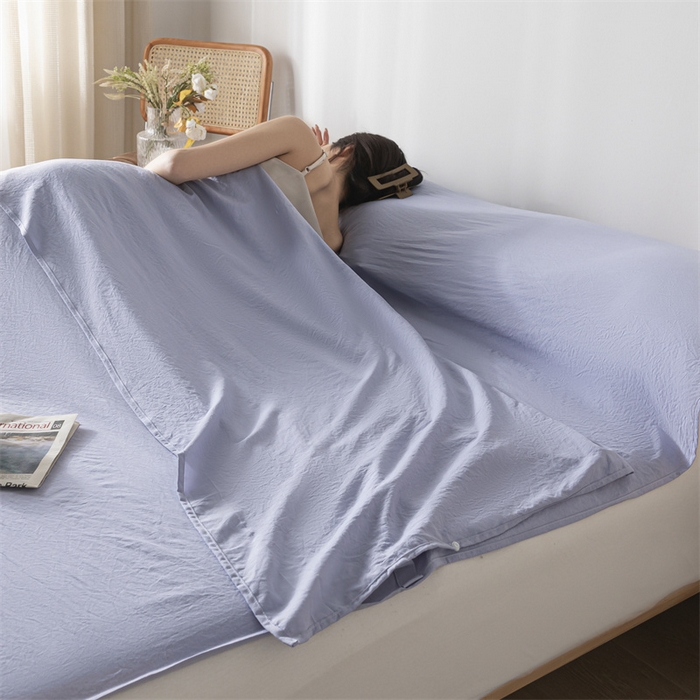 91家纺网 家纺一手货源 找家纺 古吉梦 2024新款水洗棉隔脏睡袋 星黛紫