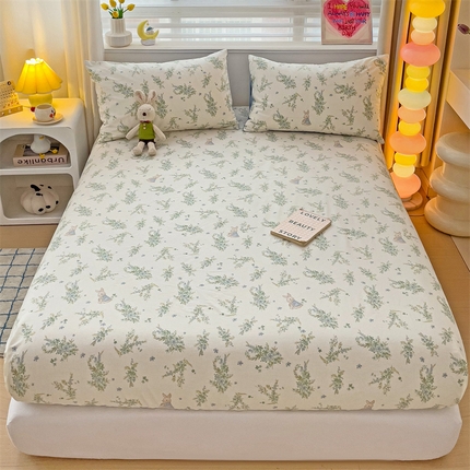 91家纺网 家纺一手货源 找家纺 名兮家居 2024新款全棉印花单床笠 迷踪小兔