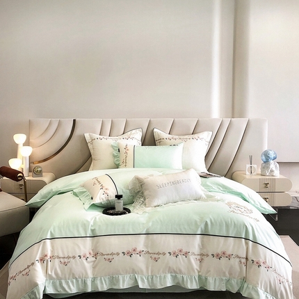 91家纺网 家纺一手货源 找家纺 （总）卡姿家纺 2024新款春夏全棉优雅刺绣四件套-爱尔莎