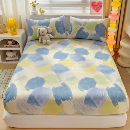 91家纺网 家纺一手货源 找家纺 名兮家居 2024新款全棉印花单床笠 梦的旋律