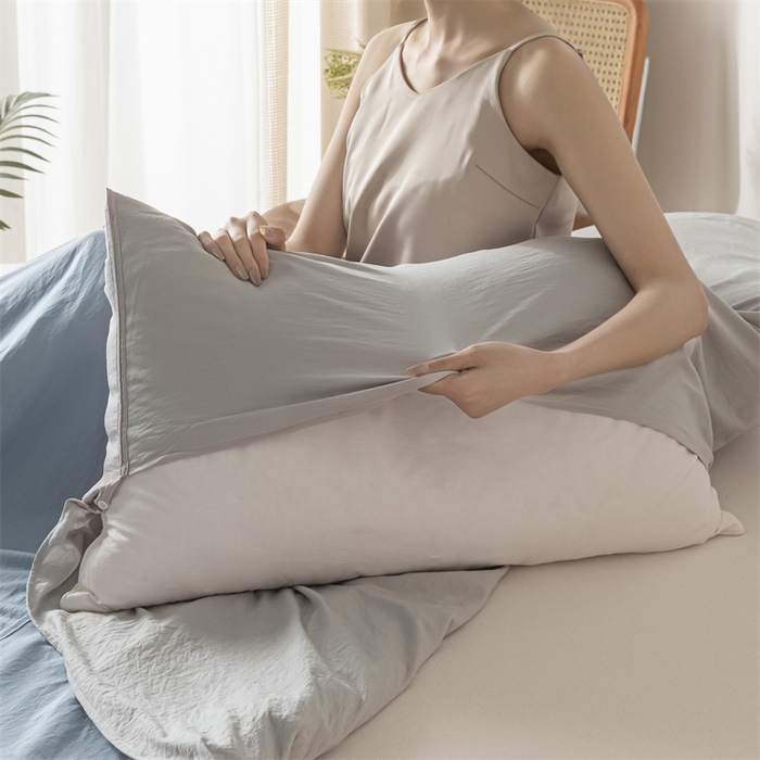 91家纺网 家纺一手货源 找家纺 古吉梦 2024新款水洗棉隔脏睡袋 海青+山灰