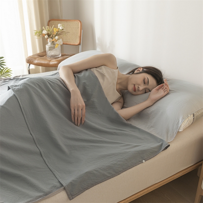 91家纺网 家纺一手货源 找家纺 古吉梦 2024新款水洗棉隔脏睡袋 中灰+山灰