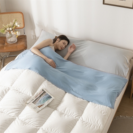 古吉梦 2024新款水洗棉隔脏睡袋 海青+山灰