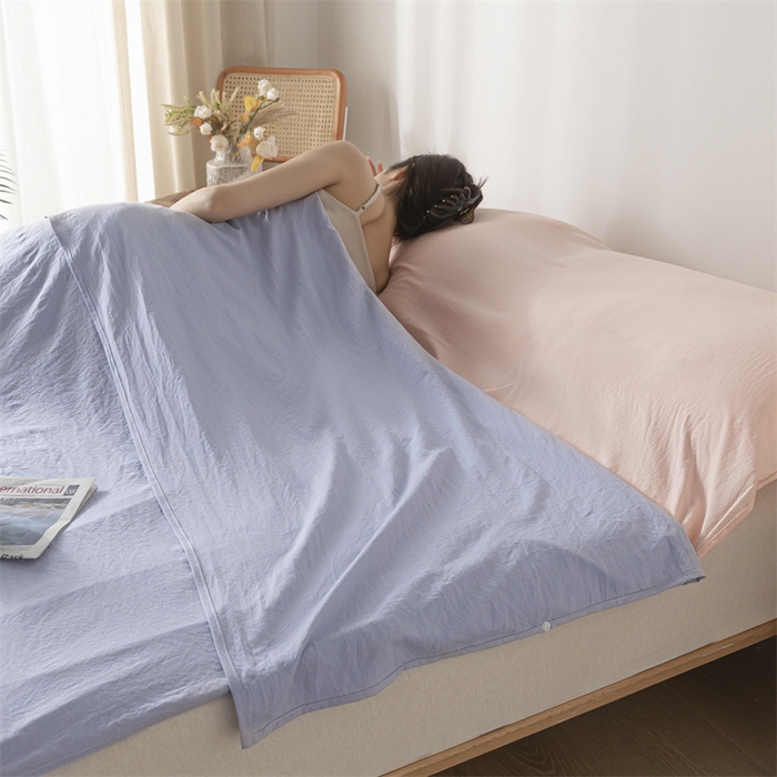 91家纺网 家纺一手货源 找家纺 古吉梦 2024新款水洗棉隔脏睡袋 星黛紫+奶油粉