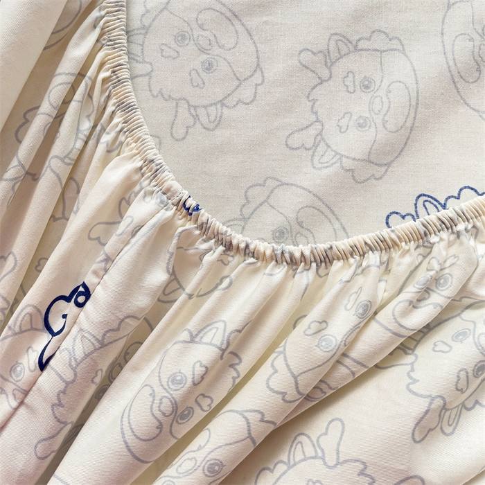 91家纺网 家纺一手货源 找家纺 名兮家居 2024新款全棉印花单床笠 龙宝宝-蓝