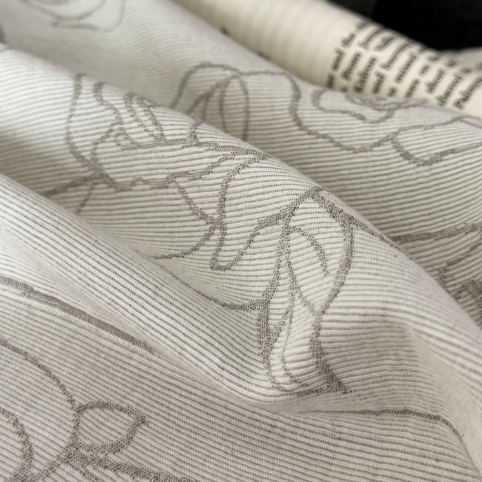 91家纺网 家纺一手货源 找家纺 ab家纺 2024新款全棉三层纱提花四件套系列-玫瑰 玫瑰灰