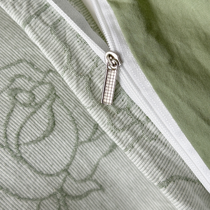 91家纺网 家纺一手货源 找家纺 ab家纺 2024新款全棉三层纱提花四件套系列-玫瑰 玫瑰绿