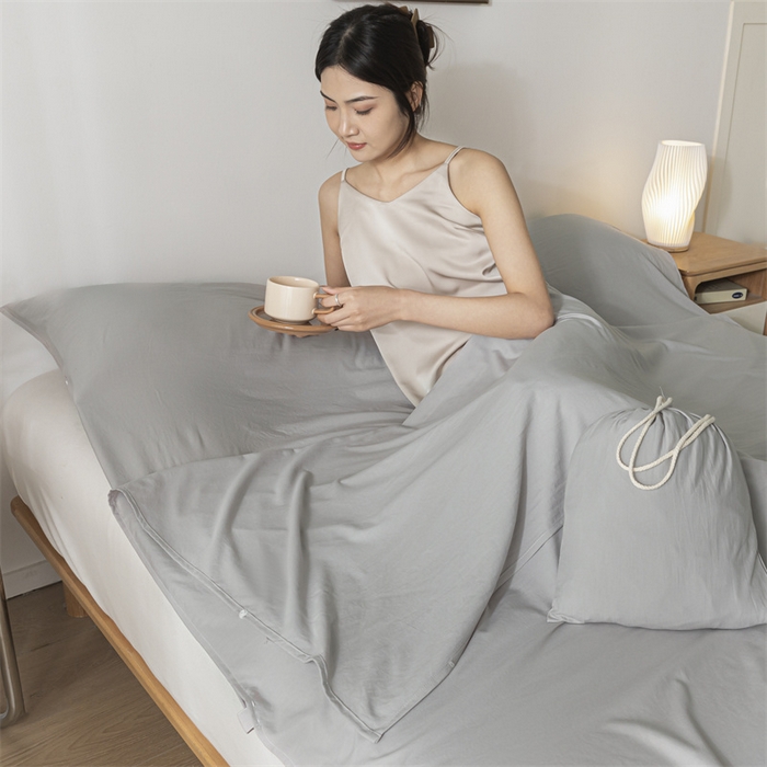 91家纺网 家纺一手货源 找家纺 古吉梦 2024新款水洗棉隔脏睡袋 山灰