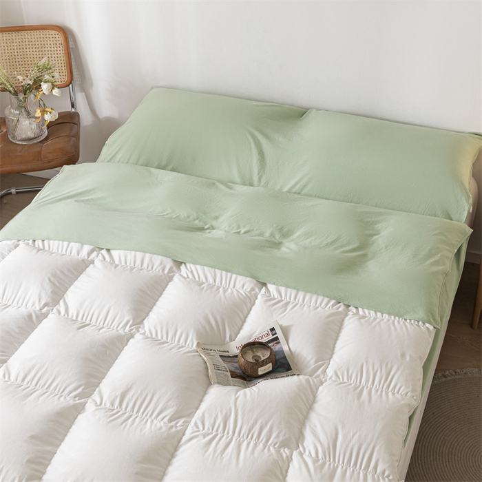 91家纺网 家纺一手货源 找家纺 古吉梦 2024新款水洗棉隔脏睡袋 灰绿