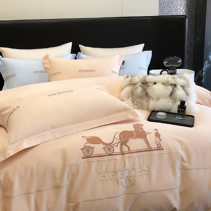 91家纺网 家纺一手货源 找家纺 卡姿家纺 2024新款春夏轻奢全棉简约款四件套-可可玛 可可玛米杏