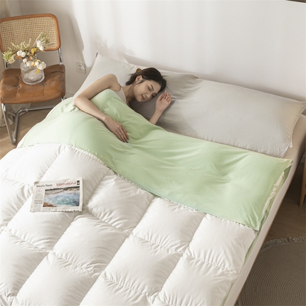 古吉梦 2024新款水洗棉隔脏睡袋 灰绿+山灰