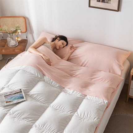 古吉梦 2024新款水洗棉隔脏睡袋 奶油粉