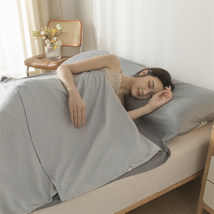 91家纺网 家纺一手货源 找家纺 古吉梦 2024新款水洗棉隔脏睡袋 山灰+中灰