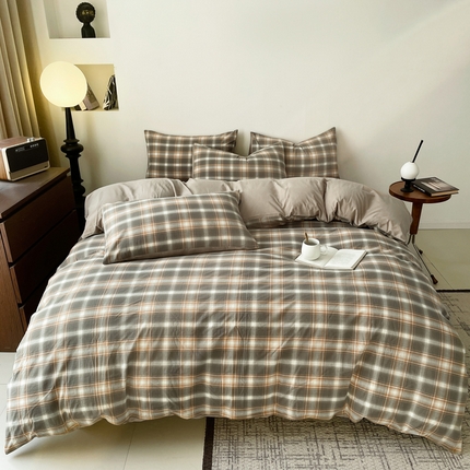 91家纺网 家纺一手货源 找家纺 （总）小懒猪 2024新款全棉水洗棉色织系列四件套