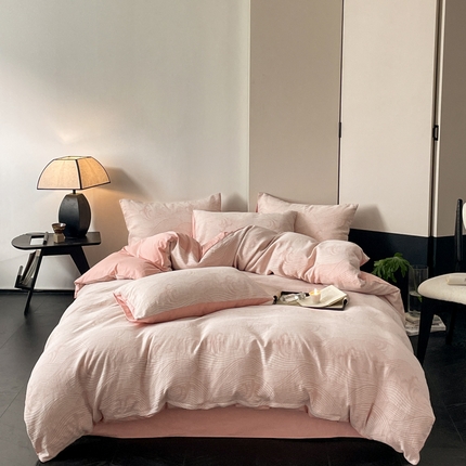 91家纺网 家纺一手货源 找家纺 （总）ab家纺 2024新款全棉三层纱提花四件套系列-浪花