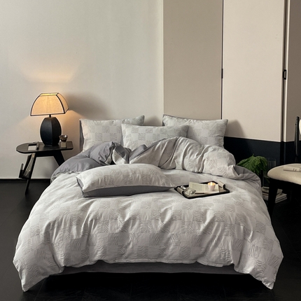 91家纺网 家纺一手货源 找家纺 （总）ab家纺 2024新款全棉三层纱提花四件套系列-方格