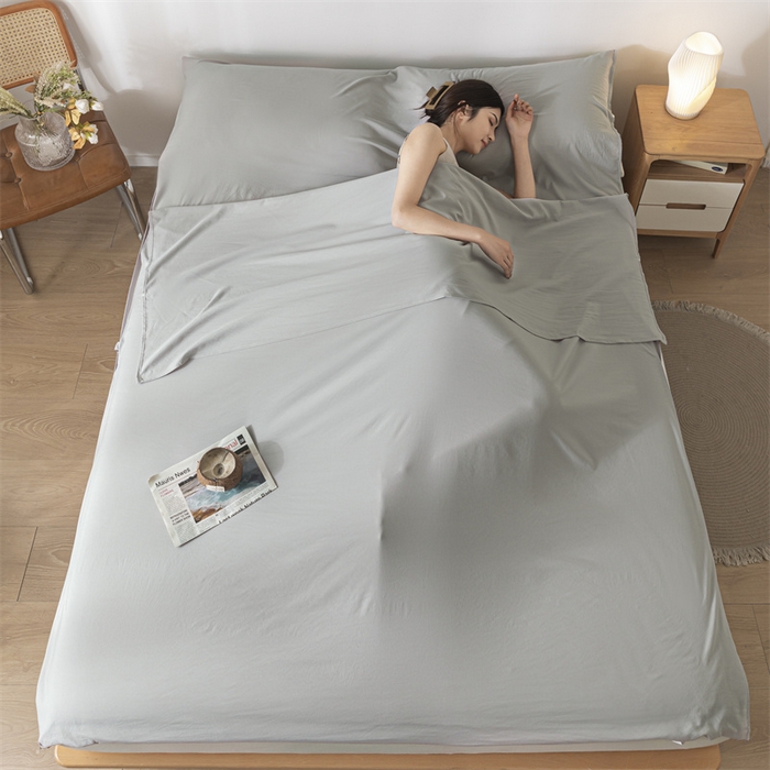 91家纺网 家纺一手货源 找家纺 古吉梦 2024新款水洗棉隔脏睡袋 山灰