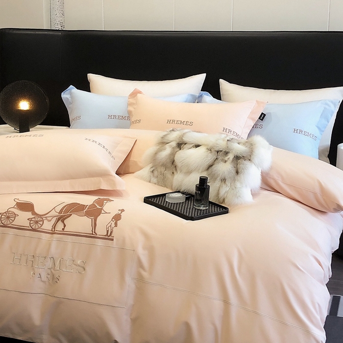 91家纺网 家纺一手货源 找家纺 卡姿家纺 2024新款春夏轻奢全棉简约款四件套-可可玛 可可玛米杏