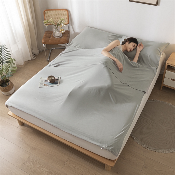 91家纺网 家纺一手货源 找家纺 古吉梦 2024新款水洗棉隔脏睡袋 山灰