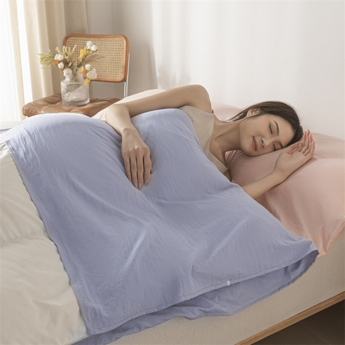 91家纺网 家纺一手货源 找家纺 古吉梦 2024新款水洗棉隔脏睡袋 星黛紫+奶油粉