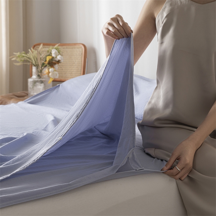 91家纺网 家纺一手货源 找家纺 古吉梦 2024新款水洗棉隔脏睡袋 星黛紫