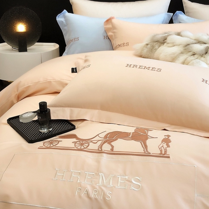 91家纺网 家纺一手货源 找家纺 卡姿家纺 2024新款春夏轻奢全棉简约款四件套-可可玛 可可玛米杏