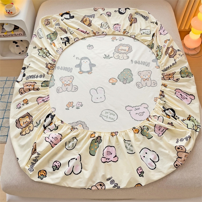 91家纺网 家纺一手货源 找家纺 名兮家居 2024新款全棉印花单床笠 动物世界