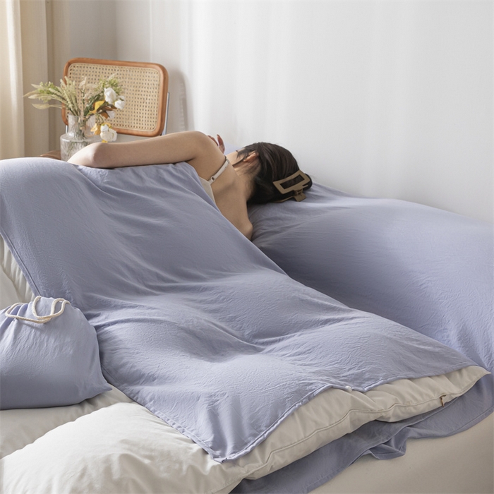 91家纺网 家纺一手货源 找家纺 古吉梦 2024新款水洗棉隔脏睡袋 星黛紫