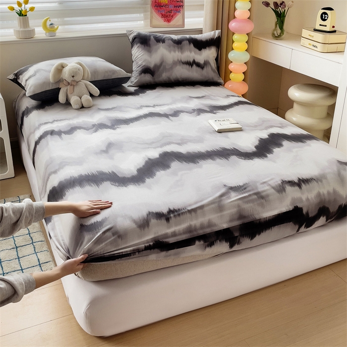 91家纺网 家纺一手货源 找家纺 名兮家居 2024新款全棉印花单床笠 流年