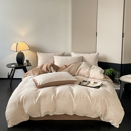 91家纺网 家纺一手货源 找家纺 （总）ab家纺 2024新款全棉三层纱提花四件套系列-浪花