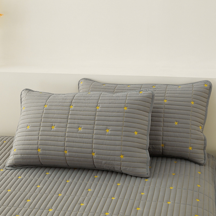 91家纺网 家纺一手货源 找家纺 丝涟家居 2025新款A类水洗亲肤棉刺绣防水防污床笠--星河 星河-灰色