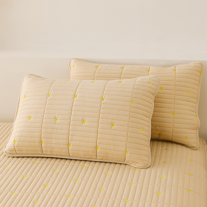 91家纺网 家纺一手货源 找家纺 丝涟家居 2025新款A类水洗亲肤棉刺绣防水防污床笠--星河 星河-卡其