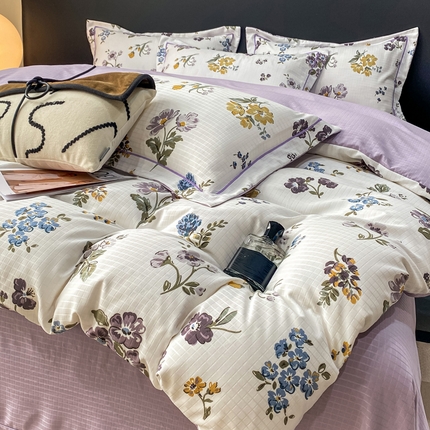 91家纺网 家纺一手货源 找家纺 仟网汇 2024新款臻棉提花四件套 寻春