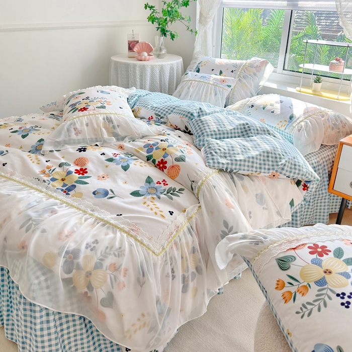 91家纺网 家纺一手货源 找家纺 （总）亲亲公主 2025新款全棉蕾丝仙女款床裙四件套