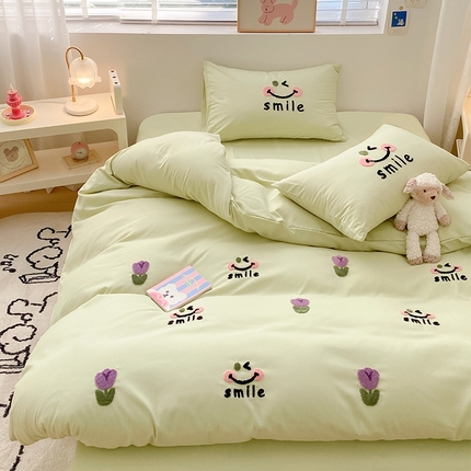 91家纺网 家纺一手货源 找家纺 （总） 尤米 2024新款奶油风水洗棉四件套