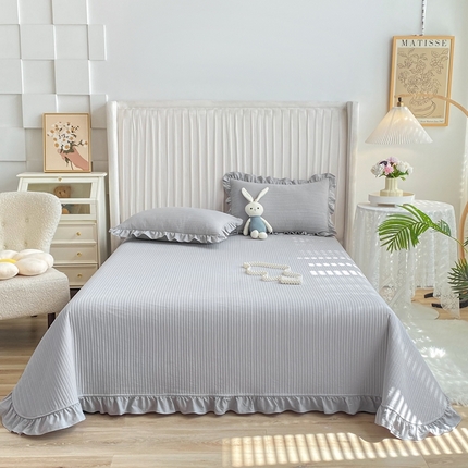 91家纺网 家纺一手货源 找家纺 （总）大境 2024新款40S全棉水洗棉韩版荷叶边夹棉床盖三件套