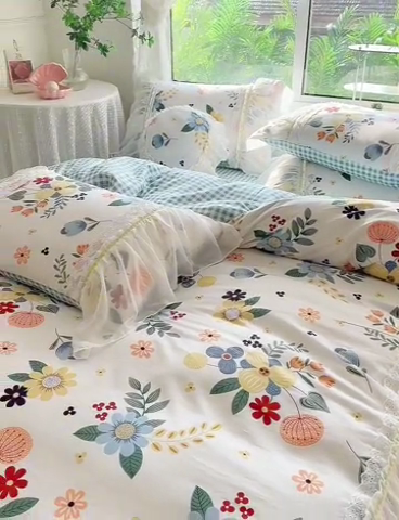 91家纺网 家纺一手货源 找家纺 （总）亲亲公主 2025新款全棉蕾丝仙女款床裙四件套