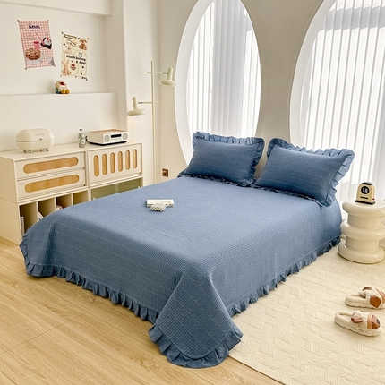 91家纺网 家纺一手货源 找家纺 （总）岚吉家纺 2024年新款色织全棉水洗花边床盖