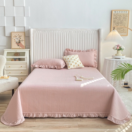 91家纺网 家纺一手货源 找家纺 （总）大境 2024新款40S全棉水洗棉韩版荷叶边夹棉床盖三件套