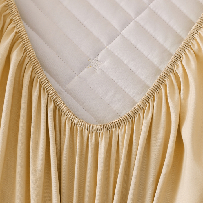 91家纺网 家纺一手货源 找家纺 丝涟家居 2025新款A类水洗亲肤棉刺绣防水防污床笠--星河 星河-卡其