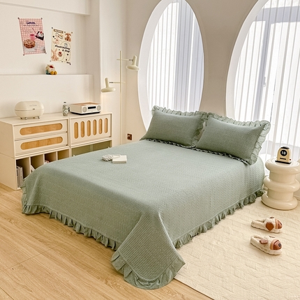 91家纺网 家纺一手货源 找家纺 （总）岚吉家纺 2024年新款色织全棉水洗花边床盖