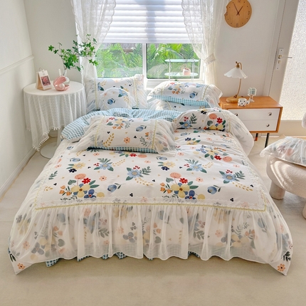 91家纺网 家纺一手货源 找家纺 （总）亲亲公主 2025新款全棉蕾丝仙女款床裙四件套