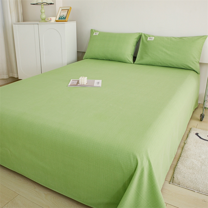 91家纺网 家纺一手货源 找家纺 宝时兰 2025新款纯色全棉加厚生态喷气纯棉床单学生单床单 纯色-香草绿
