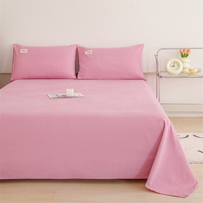 91家纺网 家纺一手货源 找家纺 宝时兰 2025新款纯色全棉加厚生态喷气纯棉床单学生单床单 纯色-豆沙粉