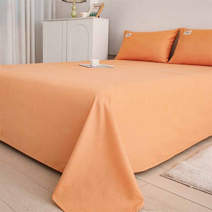 91家纺网 家纺一手货源 找家纺 宝时兰 2025新款纯色全棉加厚生态喷气纯棉床单学生单床单 纯色-桔