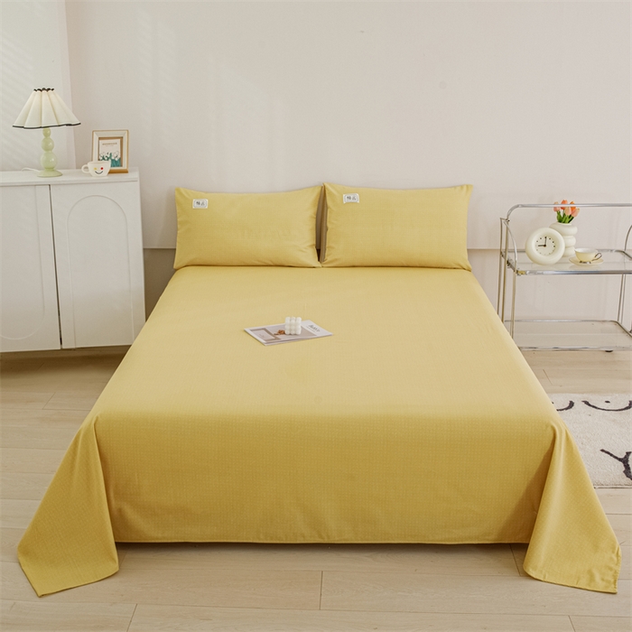 91家纺网 家纺一手货源 找家纺 宝时兰 2025新款纯色全棉加厚生态喷气纯棉床单学生单床单 纯色-柠檬黄