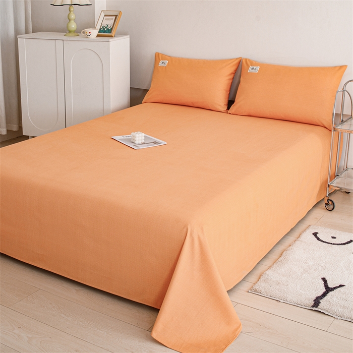 91家纺网 家纺一手货源 找家纺 宝时兰 2025新款纯色全棉加厚生态喷气纯棉床单学生单床单 纯色-桔